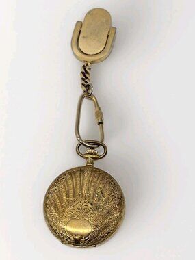 Vintage Men's Colibri Gold Tone Quartz Date Pocket Watch Not Tested